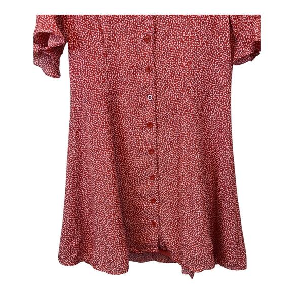 Lulus Lulu's Castana Rust Red Button Up Skater Dress Size XS Mini Tie Back Flare - Picture 4 of 6